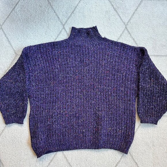 Vintage Urban Outfitters Purple Speckled Dolman Sleeve Turtleneck Sweater - Picture 7 of 8